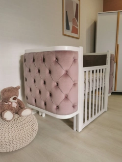 Кроватка детская Angelo LUNA с маятником 120×60 см Бело-пудровый - Фото 2