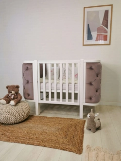 Кроватка детская Angelo LUNA с маятником 120×60 см Бело-пудровый - Фото 3