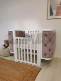 Кроватка детская Angelo LUNA с маятником 120×60 см Бело-пудровый