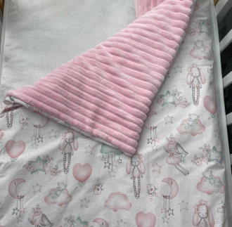 Плед Ведмедик Зайчата 80×80 см, плюш Розовый - Фото 3