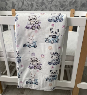 Плед Ведмедик Гонщики 80×80 см, плюш Голубой - Фото 1