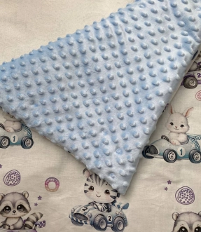 Плед Ведмедик Гонщики 80×80 см, плюш Голубой - Фото 3