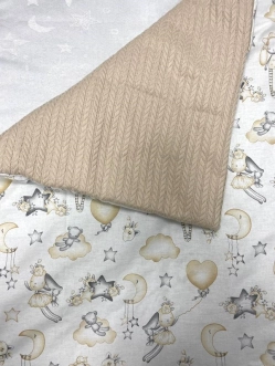 Плед Ведмедик Зайчата 80×80 см, плюш Бежевый - Фото 3