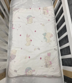 Плед Ведмедик Зайчата 80×80 см, косичка пике Розовый - Фото 2