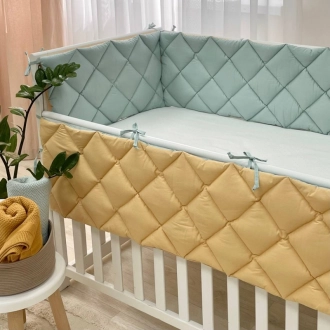 Бортики в кроватку MSonya (Маленькая Соня) Стеганый Мята/горчица - Фото 1