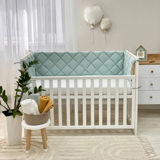 Бортики в кроватку MSonya (Маленькая Соня) Стеганый Мята/горчица - Фото 2