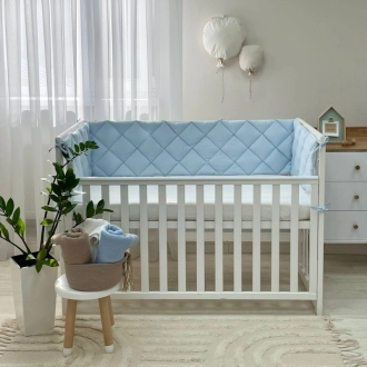 Бортики в кроватку MSonya (Маленькая Соня) Стеганый Голубой/белый - Фото 2