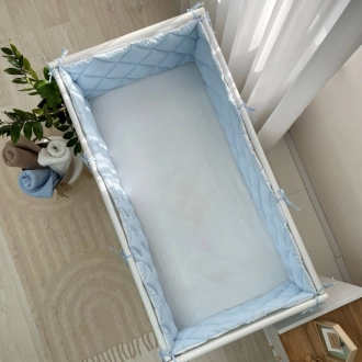 Бортики в кроватку MSonya (Маленькая Соня) Стеганый Голубой/белый - Фото 3