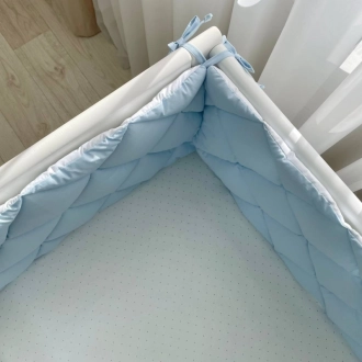 Бортики в кроватку MSonya (Маленькая Соня) Стеганый Голубой/белый - Фото 4