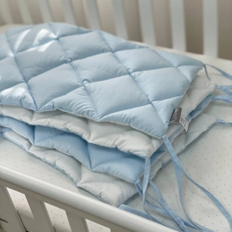 Бортики в кроватку MSonya (Маленькая Соня) Стеганый Голубой/белый - Фото 5