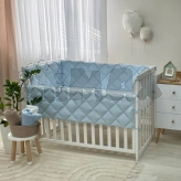 Бортики в кроватку MSonya (Маленькая Соня) Стеганый Голубой/белый
