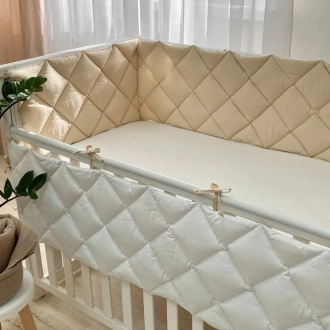 Бортики в кроватку MSonya (Маленькая Соня) Стеганый Бежевый/белый - Фото 1