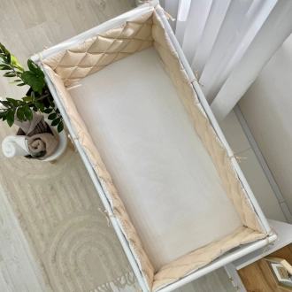 Бортики в кроватку MSonya (Маленькая Соня) Стеганый Бежевый/белый - Фото 3