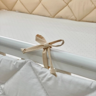 Бортики в кроватку MSonya (Маленькая Соня) Стеганый Бежевый/белый - Фото 4