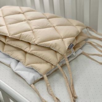 Бортики в кроватку MSonya (Маленькая Соня) Стеганый Бежевый/белый - Фото 5