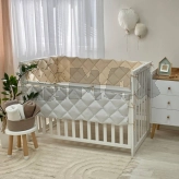 Бортики в кроватку MSonya (Маленькая Соня) Стеганый Бежевый/белый