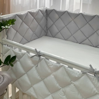 Бортики в кроватку MSonya (Маленькая Соня) Стеганый Серый/белый - Фото 1