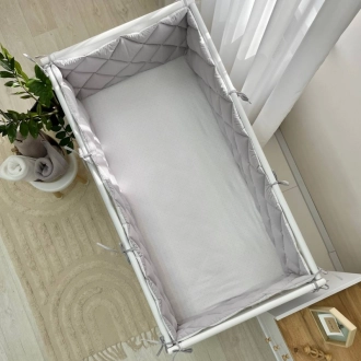 Бортики в кроватку MSonya (Маленькая Соня) Стеганый Серый/белый - Фото 3