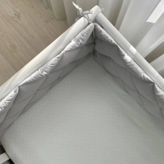 Бортики в кроватку MSonya (Маленькая Соня) Стеганый Серый/белый - Фото 4