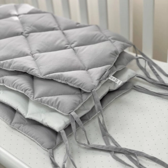 Бортики в кроватку MSonya (Маленькая Соня) Стеганый Серый/белый - Фото 6