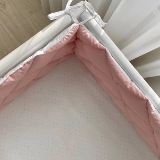 Бортики в кроватку MSonya (Маленькая Соня) Стеганый Пудра/белый - Фото 3