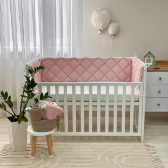 Бортики в кроватку MSonya (Маленькая Соня) Стеганый Пудра/белый - Фото 4