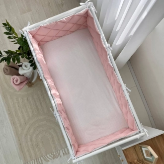 Бортики в кроватку MSonya (Маленькая Соня) Стеганый Пудра/белый - Фото 5