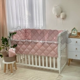 Бортики в кроватку MSonya (Маленькая Соня) Стеганый Пудра/белый