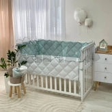 Бортики в кроватку MSonya (Маленькая Соня) Стеганый Темная мята/белый