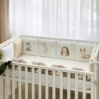 Бортики в кроватку MSonya (Маленькая Соня) Арт Дизайн Friends с простыней Бежевый - Фото 1
