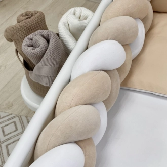 Бортики в кроватку MSonya (Маленькая Соня) Арт Дизайн Енотик с простыней Бежевый - Фото 3