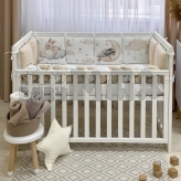 Бортики в кроватку MSonya (Маленькая Соня) Арт Дизайн Енотик с простыней Бежевый