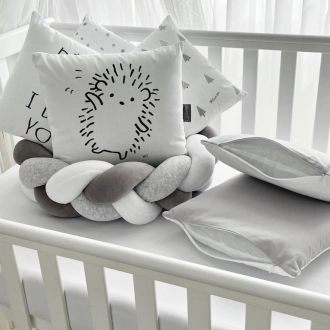 Бортики в кроватку MSonya (Маленькая Соня) Арт Дизайн Ежик с простыней Серый - Фото 3