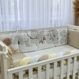 Бортики в кроватку MSonya (Маленькая Соня) Арт Дизайн Медвежонок с простыней Бежевый