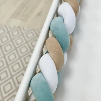 Бортики в кроватку MSonya (Маленькая Соня) Арт Дизайн Ку-ку с простыней Бирюзовый - Фото 4