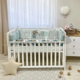 Бортики в кроватку MSonya (Маленькая Соня) Арт Дизайн Ку-ку с простыней Бирюзовый