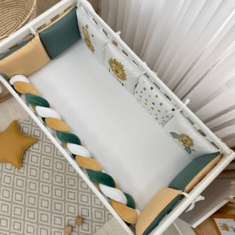 Бортики в кроватку MSonya (Маленькая Соня) Арт Дизайн Лев с простыней Зеленый - Фото 2