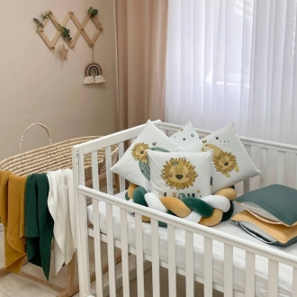 Бортики в кроватку MSonya (Маленькая Соня) Арт Дизайн Лев с простыней Зеленый - Фото 3