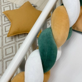 Бортики в кроватку MSonya (Маленькая Соня) Арт Дизайн Лев с простыней Зеленый - Фото 5