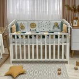 Бортики в кроватку MSonya (Маленькая Соня) Арт Дизайн Лев с простыней Зеленый