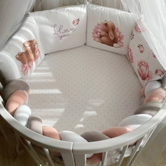Бортики в кроватку MSonya (Маленькая Соня) Арт Дизайн Пионы с простыней Розовый - Фото 3