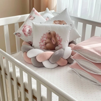 Бортики в кроватку MSonya (Маленькая Соня) Арт Дизайн Пионы с простыней Розовый - Фото 4