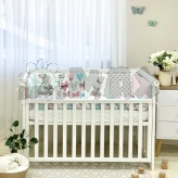 Бортики в кроватку MSonya (Маленькая Соня) Арт Дизайн Зайчики с простыней Розовый