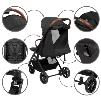 Коляска прогулочная Kidwell Colmer Jet Black/Черный - Фото 6
