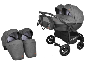 Коляска для двойни 2 в 1 Angelina Discovery Duo Серый - Фото 1