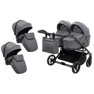 Коляска для двойни 2 в 1 Adamex Leo Duo Tip ТК-57 Graphite/Графитовый - Фото 1