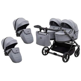 Коляска для двойни 2 в 1 Adamex Leo Duo Tip Dark Grey ТК-60 Темно-серый - Фото 1