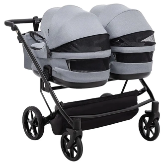 Коляска для двойни 2 в 1 Adamex Leo Duo Tip Dark Grey ТК-60 Темно-серый - Фото 5