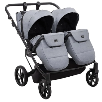 Коляска для двойни 2 в 1 Adamex Leo Duo Tip Dark Grey ТК-60 Темно-серый - Фото 6