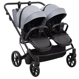 Коляска для двойни 2 в 1 Adamex Leo Duo Tip Dark Grey ТК-60 Темно-серый - Фото 7